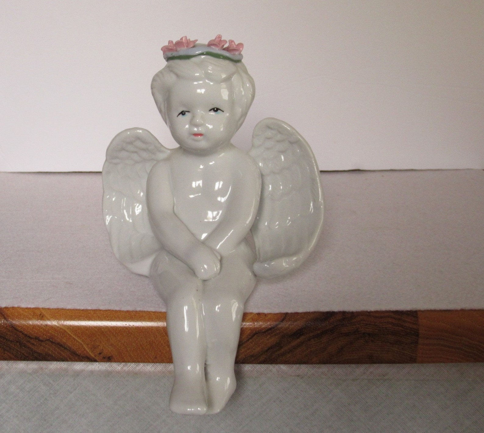 White Porcelain Cherub Shelf Sitter Vintage Angel Figurine Etsy UK
