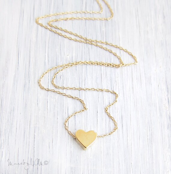 Items similar to Tiny Heart Necklace Gold Heart Necklace, Dainty Gold Necklace, Delicate