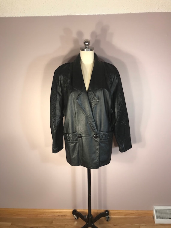 Unique Leather Black 1980s Jacket Size Small/Mediu