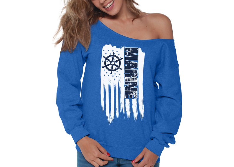 Marine Womens Off the Shoulder Sweatshirt Slouchy Top Military Proud TShirt SweatShirt for Women Gift for Her