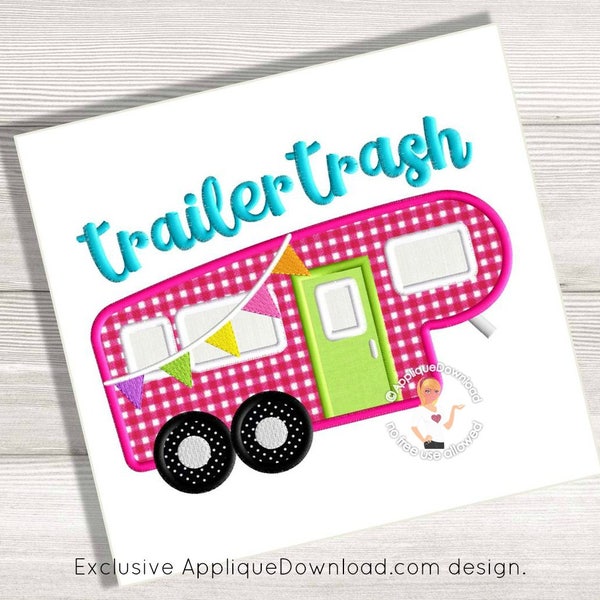 Fifth Wheel Camper - Trailer Trash - Applique Design - Instant  Download - 3 sizes - for Embroidery Machines