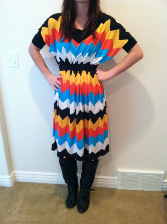 Items similar to Jersey knit bright multicolored dress on Etsy