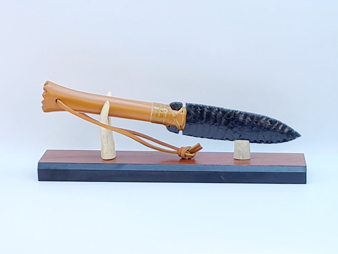 Native American Flint Knapped Obsidian Dagger. Knife Made by Etsy
