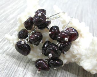 garnet natural earrings antiqued copper jewelry dangles stone