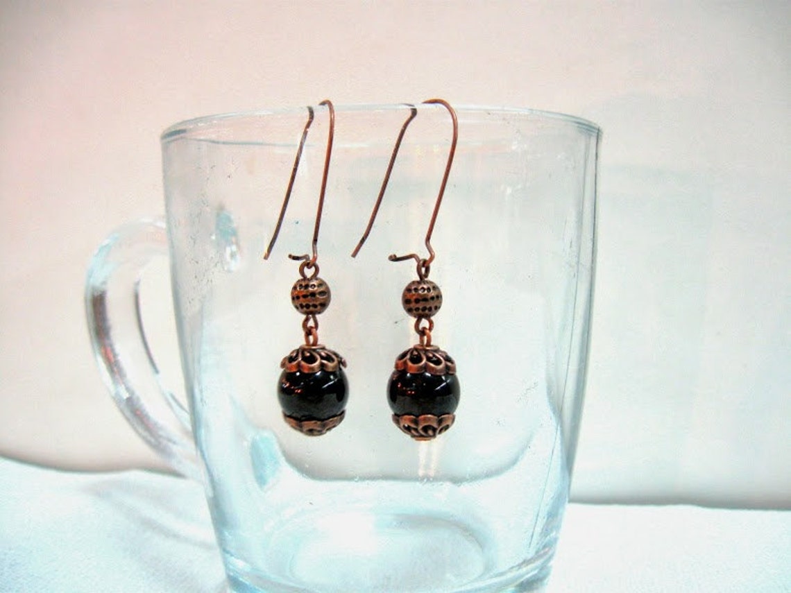 Natural Earrings Antiqued Copper Long Dangles With Etsy