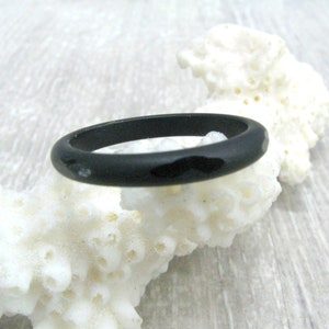Matte Black Onyx narrow gemstone band faceted diamond design 3 mm pinky ring size 3 1/4 to 8 3/4 ace rings healing stone stackable ring