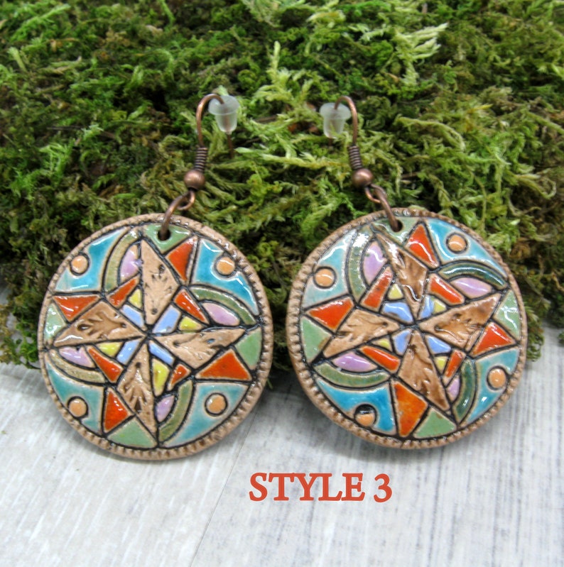 Ukrainian Folk Art Jewelry Ceramic Earrings Hand Painted Etsy