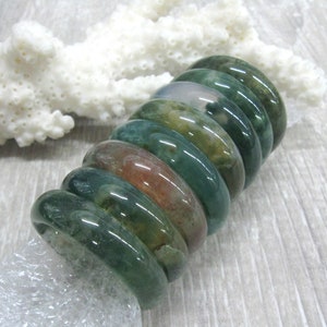 Moss Green Indian agate rings 6 mm  solid stone bands carved gemstone ring size 6 7 8 9 10 light dark green moss agate jewelry Fancy agate