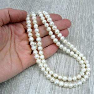 Freshwater Pearl Jewelry Double Strand Pearl Necklace Gift for Bride ...
