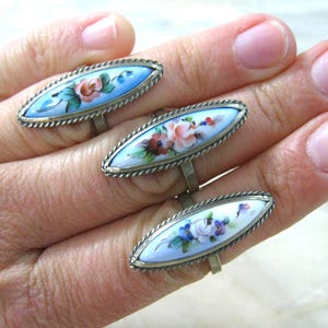 Regalo di memoria fiore anello smaltato finift gioielli anello in filigrana arte popolare gioielli vintage pittura smaltata boho chic regalo