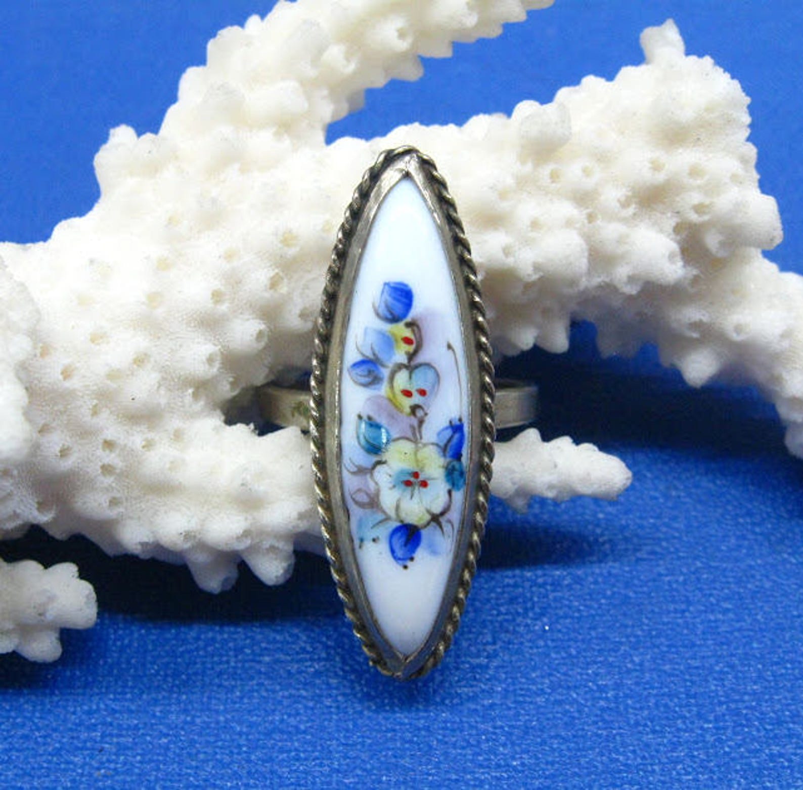 Vintage Enamel Ring Russian Wedding Jewelry Something Blue | Etsy
