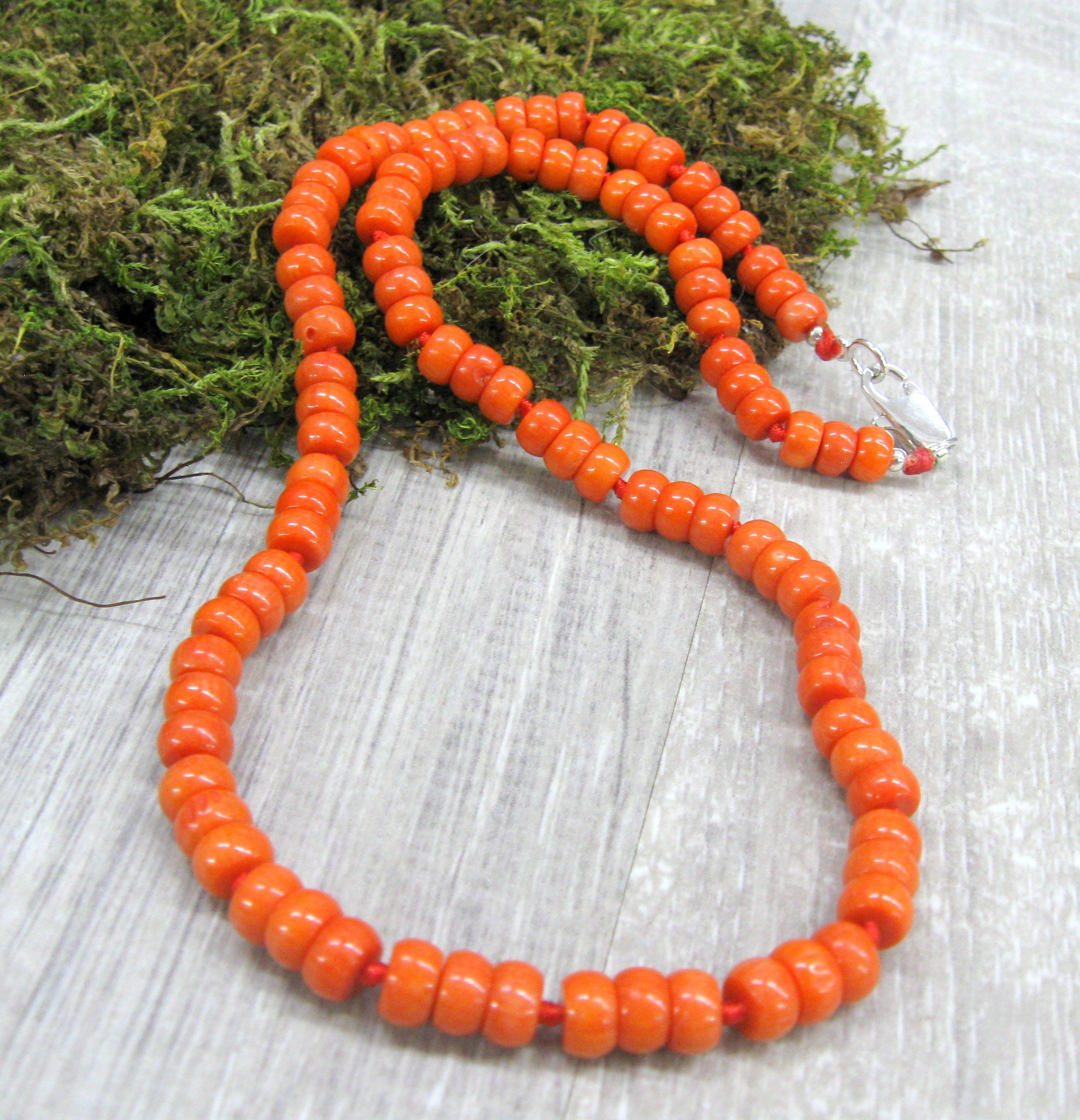 Orange beaded necklace sale