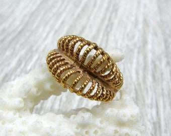 Vintage rose gold plated ring for women Kiss my Lips Russian jewelry steampunk rings size 6.5 8 gold jewelry coil spring filigree rings