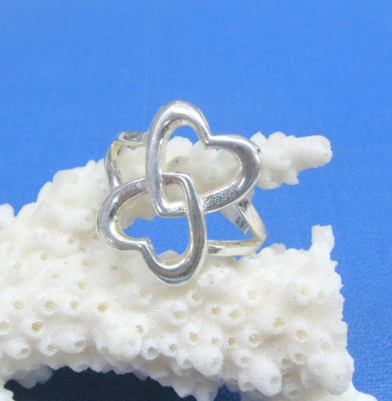 Double heart statement rings interlocked hearts e… - image 3