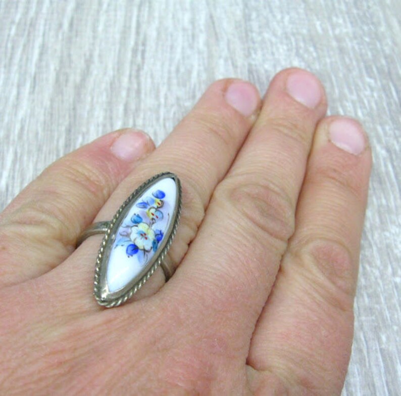 Vintage Enamel Ring Russian Wedding Jewelry Something Blue | Etsy
