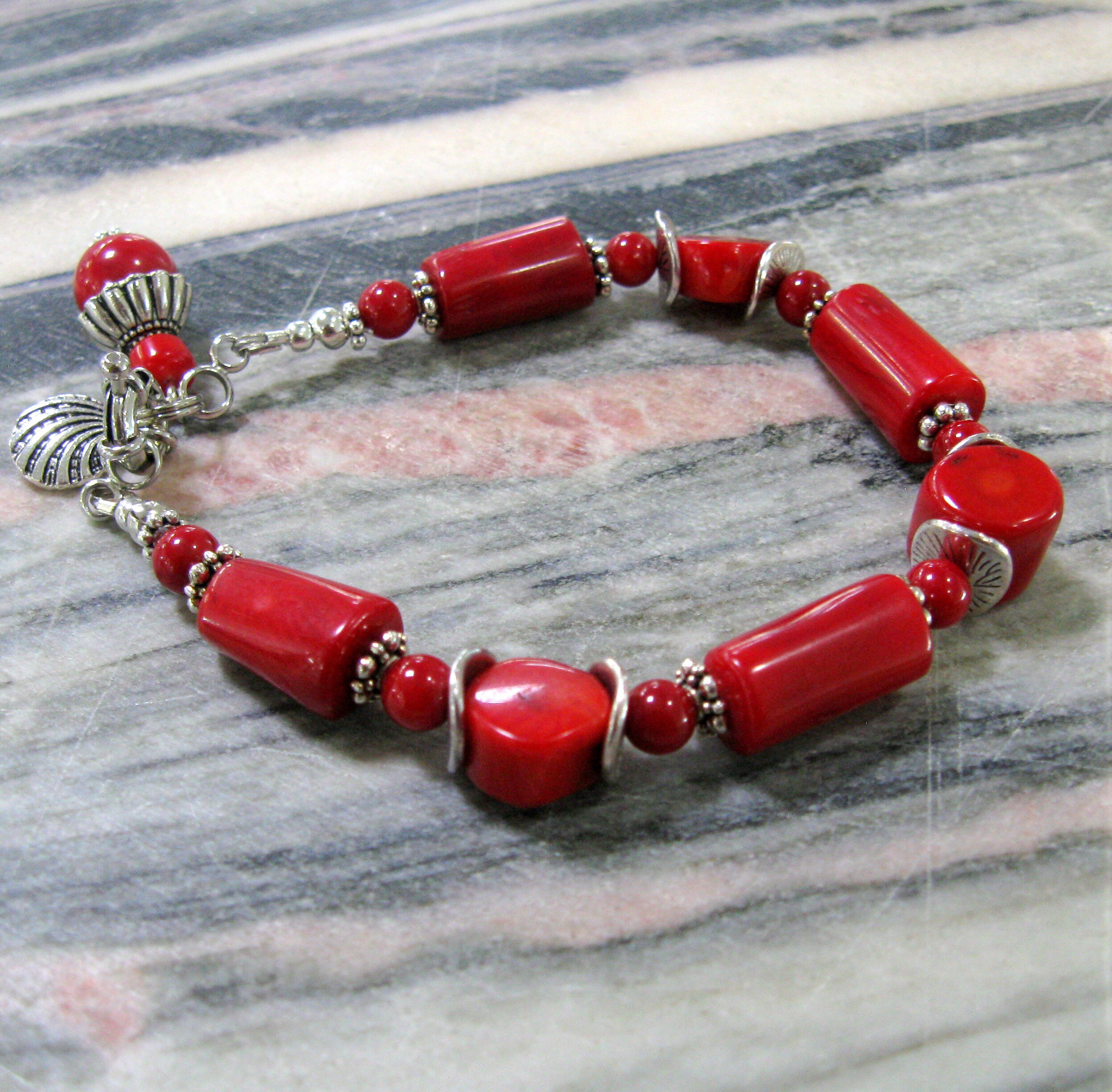 Natural Red Coral Bracelet Wrist Size 17.5 Cm 7 Inches Coral Etsy UK