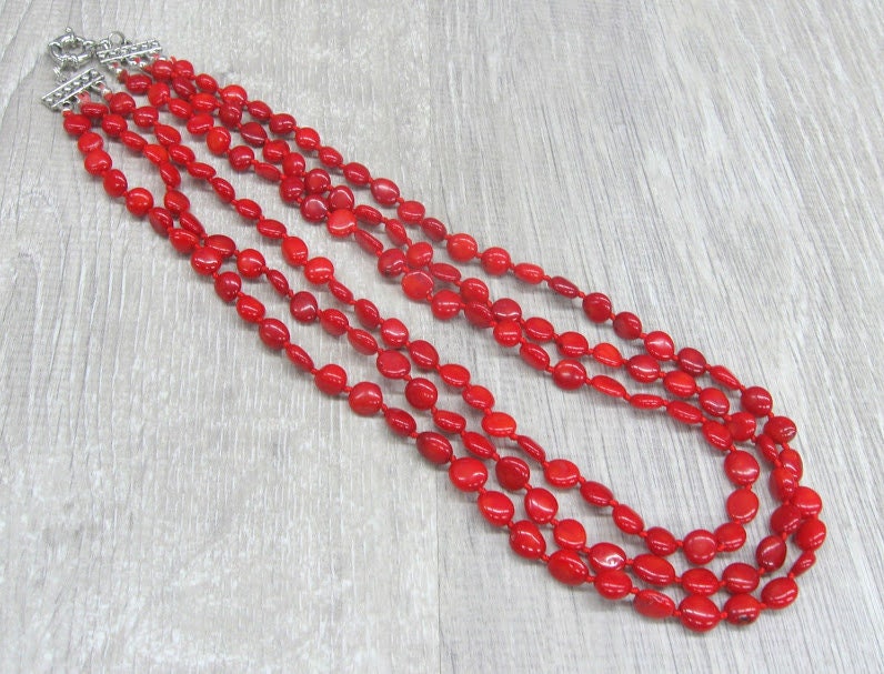 Red Coral Coin Necklace Ukrainian Ethnic Jewelry Layering | Etsy