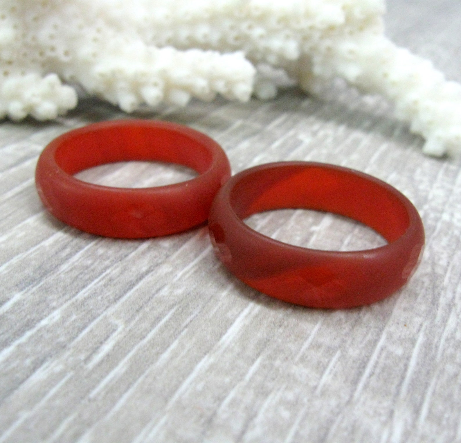 Red Agate Carnelian Solid Band Ring Crystal Quartz Gemstone Healing Jewelry #8 - Foto 6