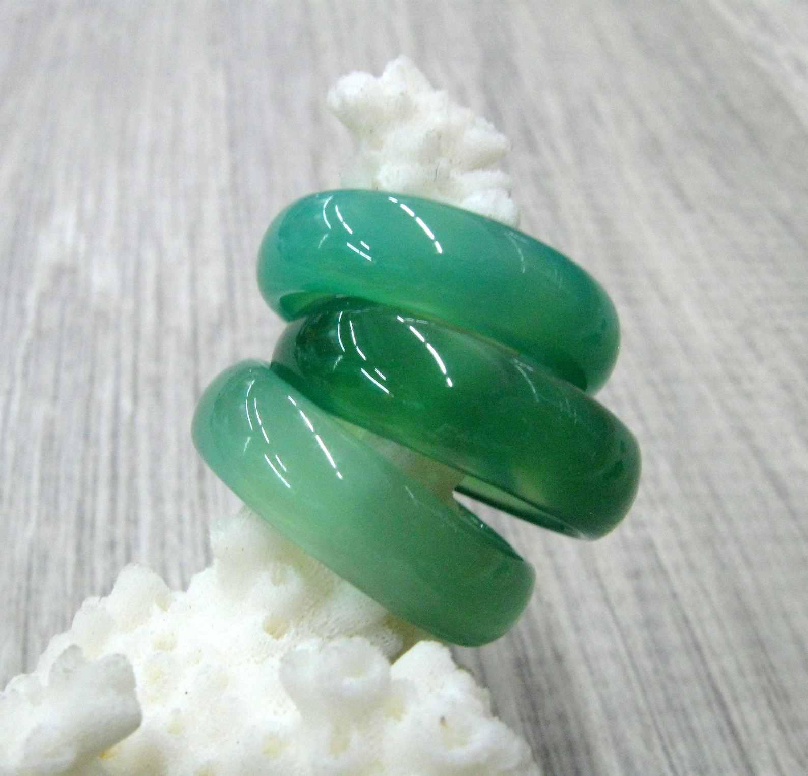 Natural Green Agate Ring Solid Stone Band Gemstone Ring Small Etsy