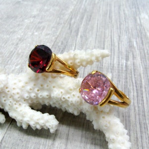 Dichiarazione d&#39;epoca anello per donna scuro rosso rosa CZ zirconi fianite russo pietra preziosa dimensione 9 anelli placcati in oro rosa regalo per la ragazza