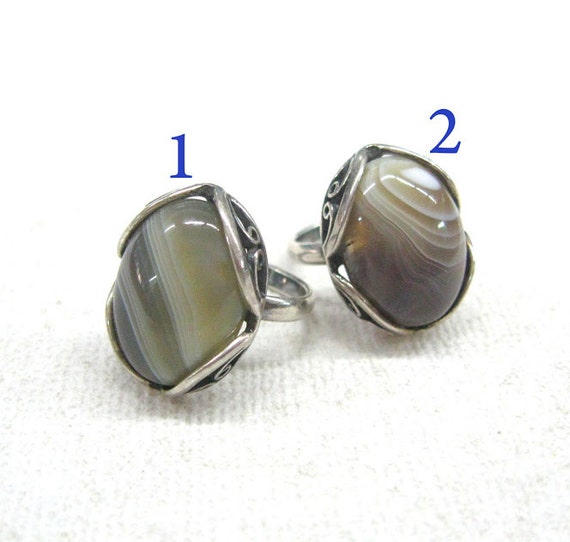 Agate gemstone Statement Ring Natural Botswana ag… - image 1