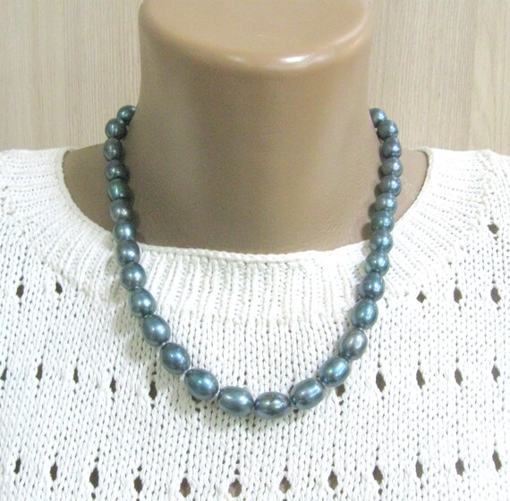 Inusual Azul Pavo Real Genuino Collar Perlas Pulsera /& Juego Pendientes