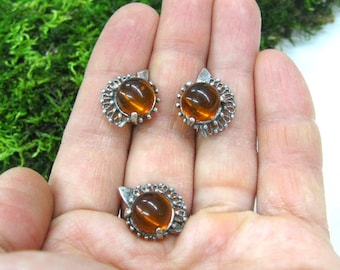 Baltic Amber vintage ring earrings set Honey amber filigree jewelry USSR vintage retro classic womans fashion Mothers day gift  from Ukraine