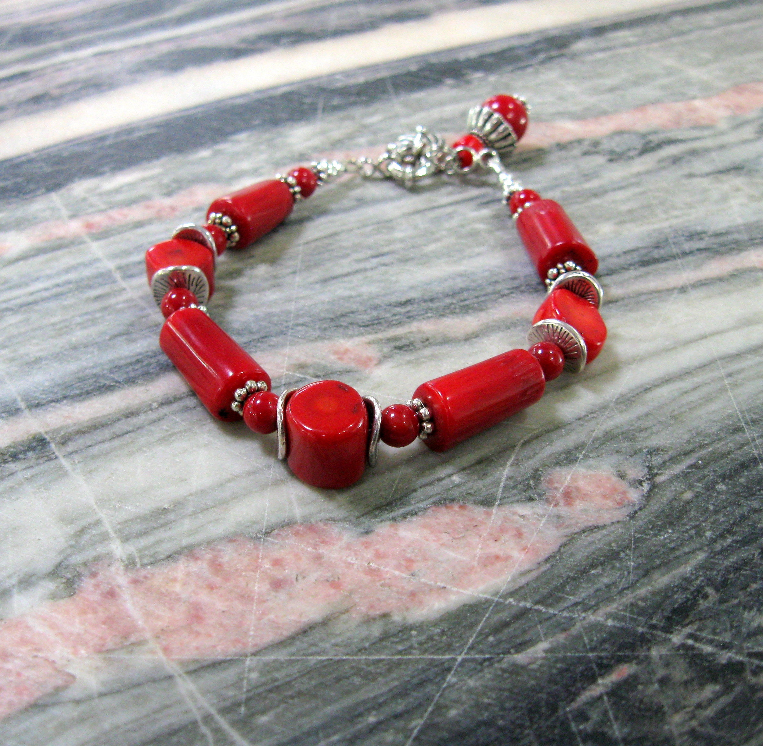 Natural Red Coral Bracelet Wrist Size 17.5 Cm 7 Inches Coral Etsy UK