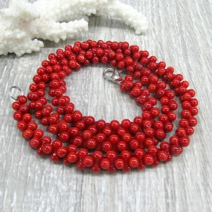 Red Coral Necklace, natural coral, red jewelry, peanut bone shaped beaded necklace, delicate coral strand 18 to 18.5  inches gift for wife