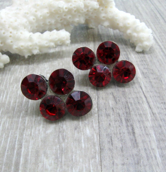 Dark red Vintage statement ring earrings set CVze… - image 9