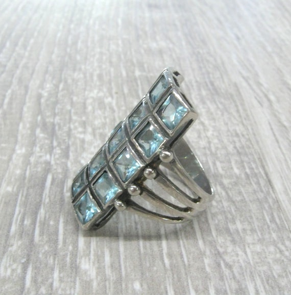 Vintage sterling silver ring for woman with blue … - image 7