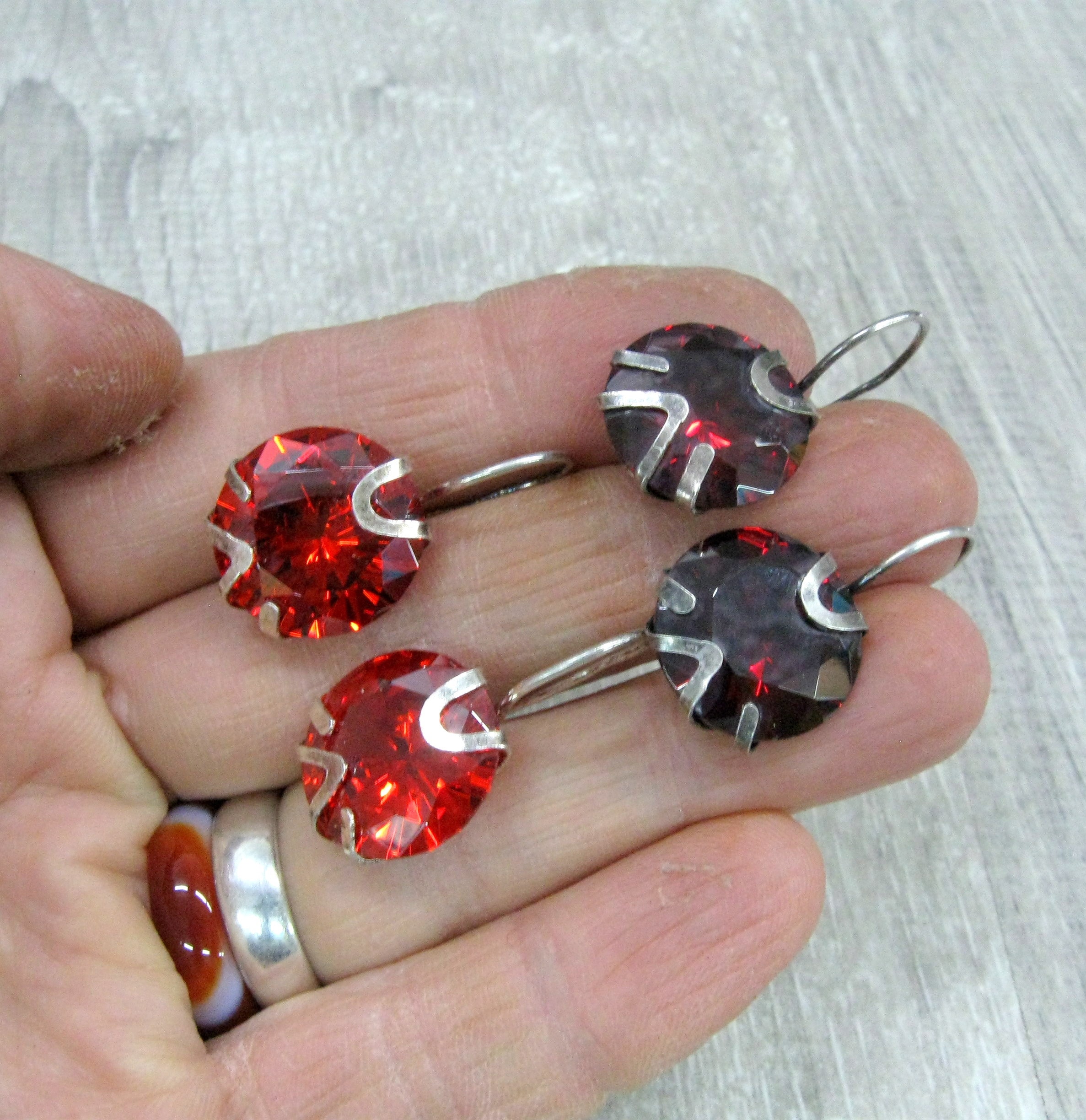 Red swarovski crystal earrings sale