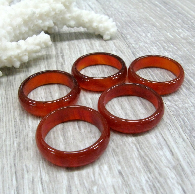 Red Agate Carnelian Solid Band Ring Crystal Quartz Gemstone Healing Jewelry #8 - Foto 2