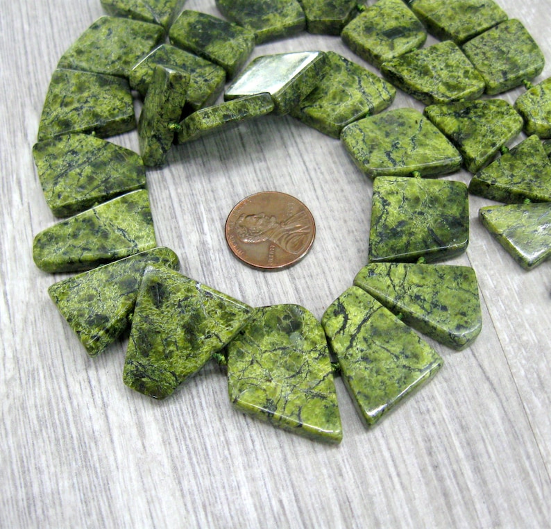 Russian Serpentine gemstone jewelry chunky stone slab necklace Etsy