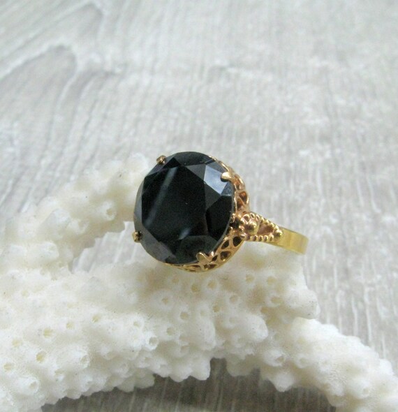 Scarf Ring/Large Cocktail Ring w/Black Onyx & White CZs 6 Scarf Ring/Large Cocktail Ring w/Black Onyx & White CZs 6
