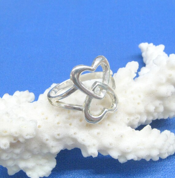 Double heart statement rings interlocked hearts e… - image 2