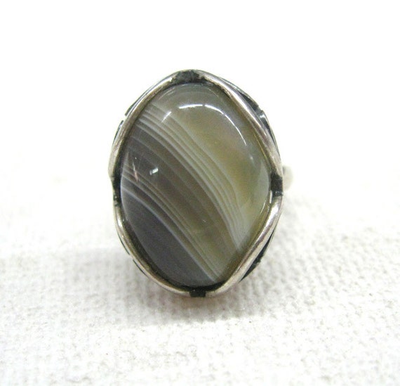 Agate gemstone Statement Ring Natural Botswana ag… - image 2