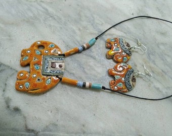 Pendentif éléphant En Céramique Et Or - Collier élégant Et Symbolique