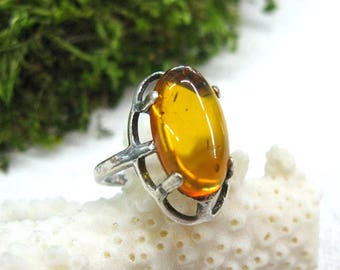 Baltic Amber ring oval marquise rings natural amber jewelry yellow honey amber sisters gift for girlfriend friendship ring Valentine's Day