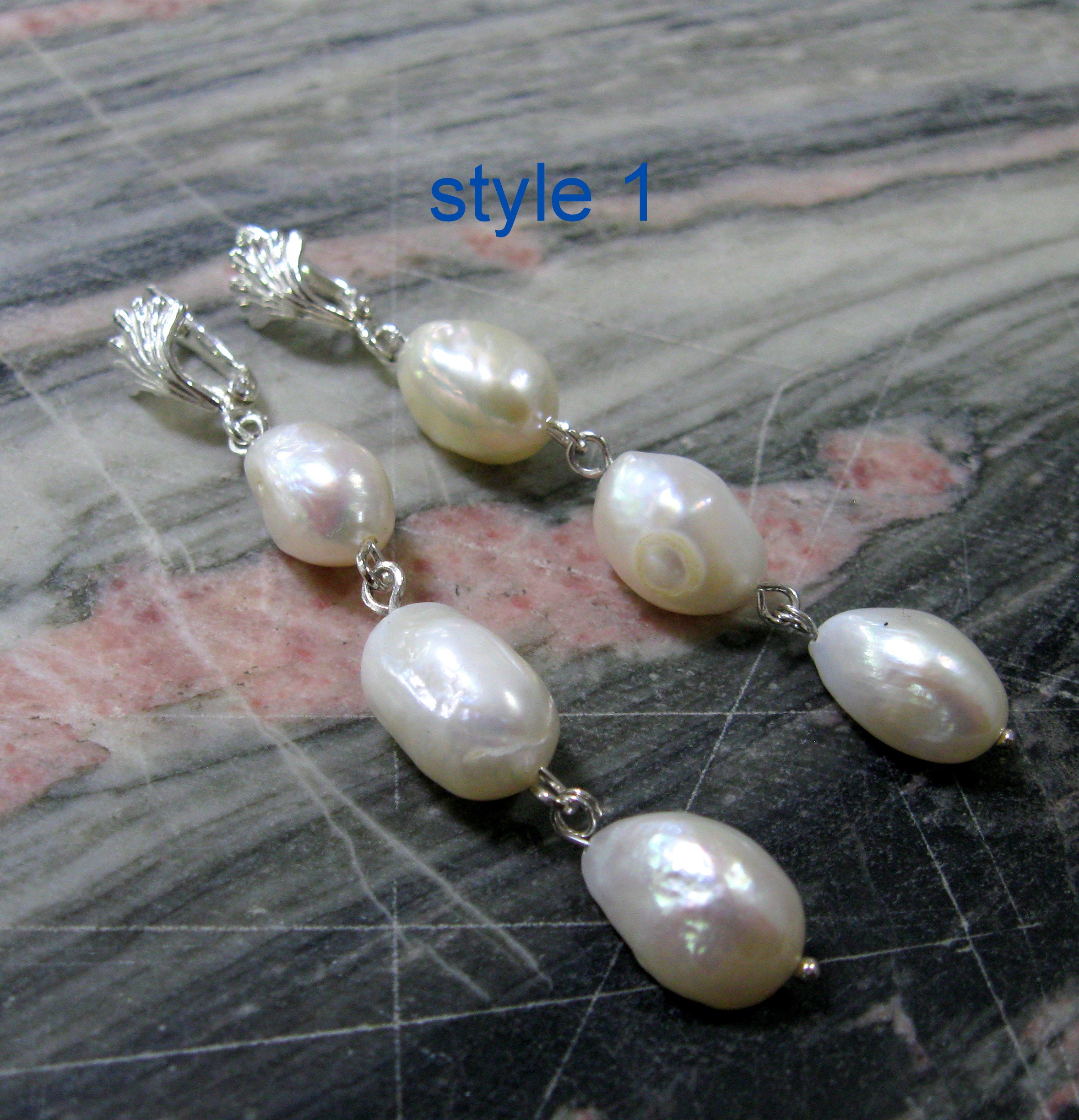 FASHION  REAL NATURAL WHITE CULTURED PEARL DANGLE DROP EARRING 