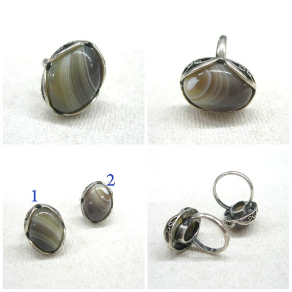 Agate gemstone Statement Ring Natural Botswana ag… - image 5