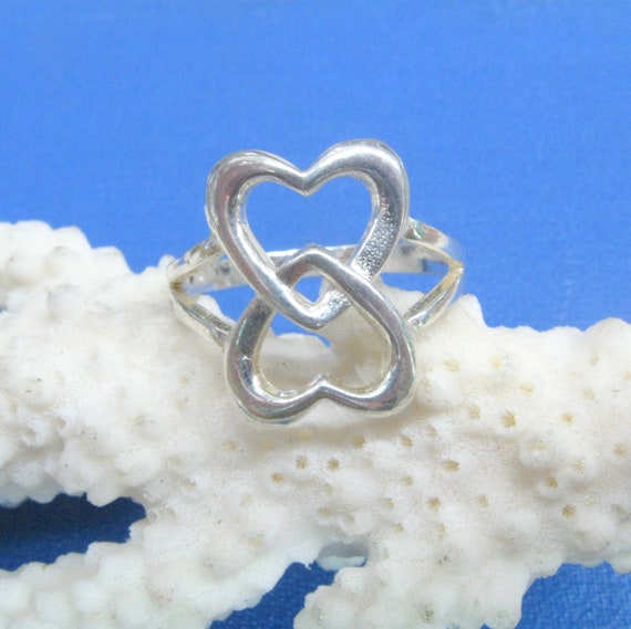 Double heart statement rings interlocked hearts e… - image 6