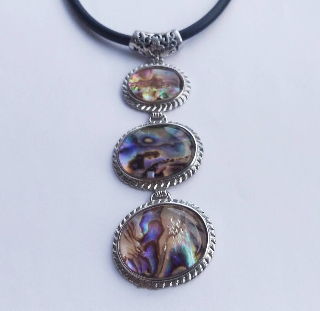 Vintage Rainbow Abalone Shell Necklace Multi Color Pendant on - Etsy