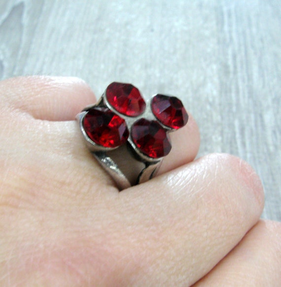 Dark red Vintage statement ring earrings set CVze… - image 10