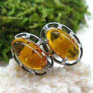 Baltic Amber Earrings natural gemstone earrings genuine honey amber fashion jewelry Mothers gift Silver latch back earrings retro style gift