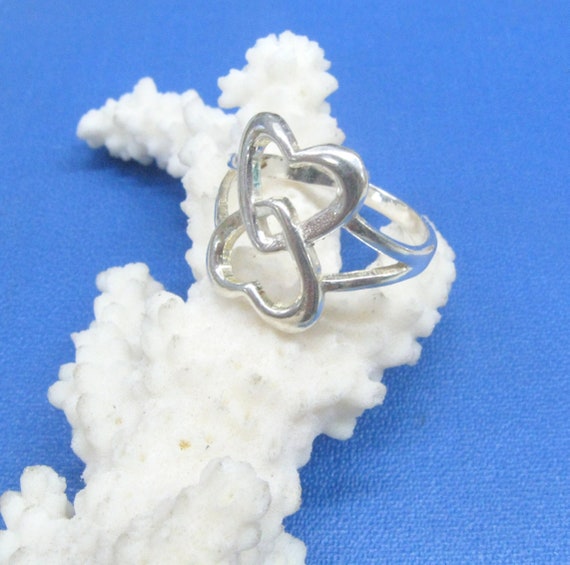 Double heart statement rings interlocked hearts e… - image 8