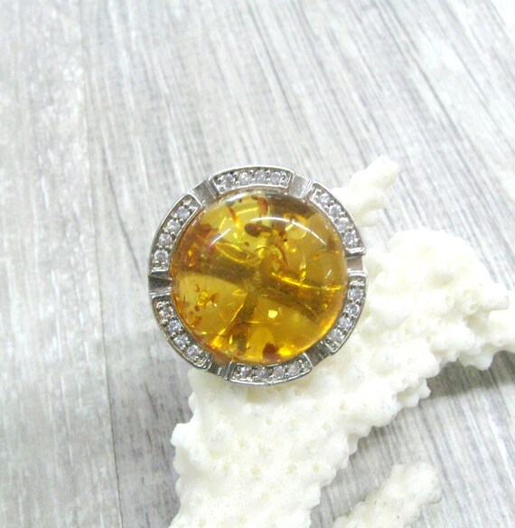 Baltic Amber Statement ring round cocktail ring ye