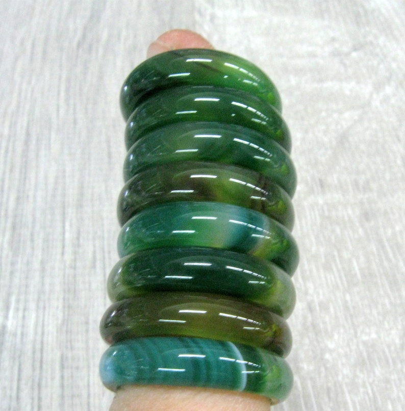Forest Green agate rings Dark green gemstone bands for man Etsy
