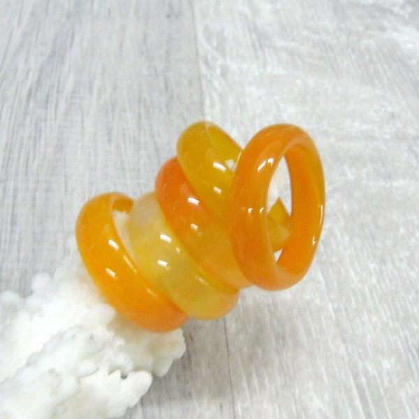 Apricot Bright Yellow agate rings solid stone 6 mm bands size 5 6 7 8 9 carved stone rings Pineapple Gold Canary Butterscotch Honey Yellow