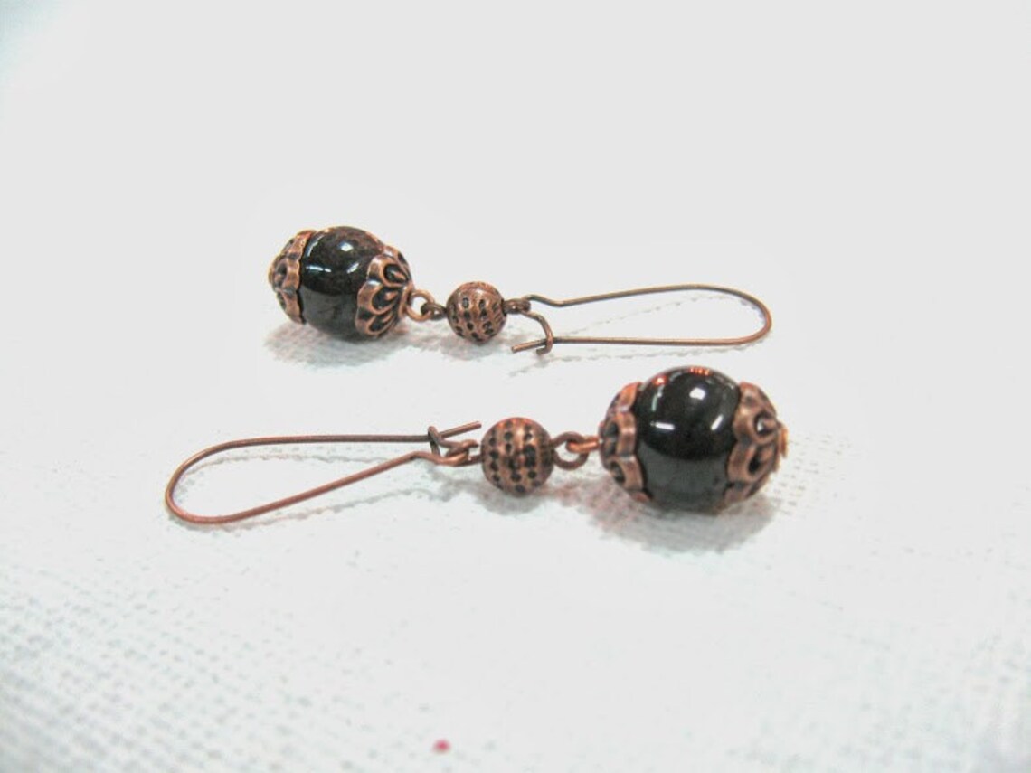 Natural Earrings Antiqued Copper Long Dangles With Etsy
